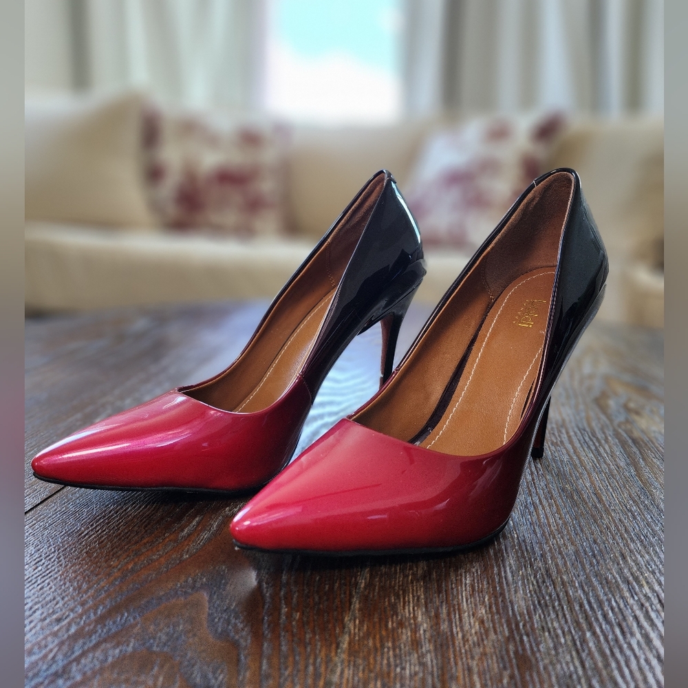 EUC Baldi Ombre Hot Red And Black Women's Heels Size 8.5